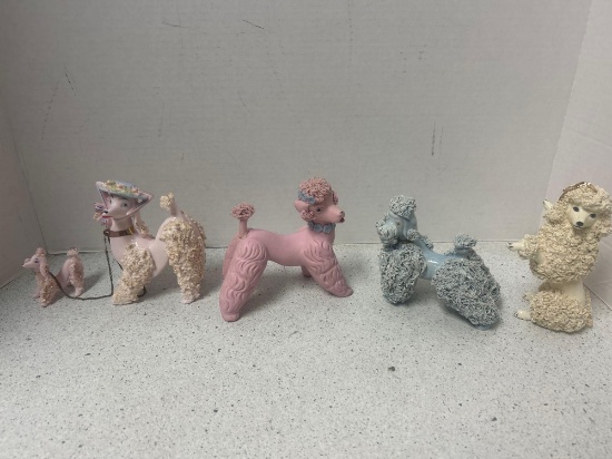 vintage decorative ceramic and porcelain poodle figures