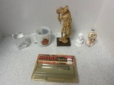 Disney mug, new old stock sharp pens, lady busts, etc