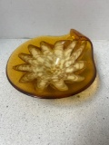MCM Murano art glass amber gold dish