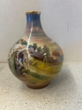 royal bonn antique vase, women in wheat field