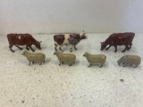 8 antique metal animals