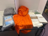 New microfiber towels, table runners and bright orange covers
