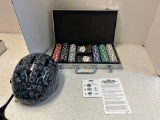 poker set and childrens helmet