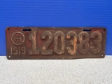1919 Ohio license plate
