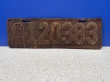 1919 Ohio license plate