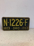 1953 Ohio license plate