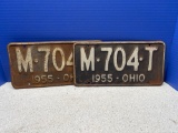 Pair of 1955 Ohio license plate plates matching
