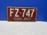 1962 Ohio license plate