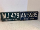 2 Ohio license plate, 1956 and 1958