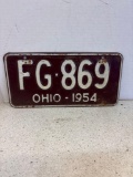 1954 Ohio license plate