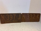 2 Ohio license plates, 1940 and 1941