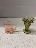 Degenhart peacock and stork childs pink depression cup mug