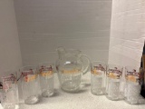 Anchor hocking Dutch Butterprint pitcher and six glasses