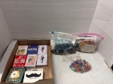 Tarot cards, playing cards, marbles