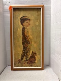 Mid-century MEDEIROS lithograph, boy and dog