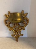 Hollywood Regency Syroco and brass wall planter