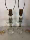 Vintage clear glass with prisms dressing, table lamps