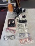 Revlon Blow dryer, Six pair eyeglasses +1.25 strength
