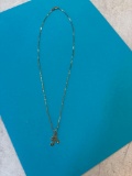 Initial A necklace, marked 14  K, 1.8 DWT