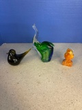 Art glass bird, Murano glass elephant, Boyds slag glass out