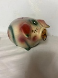 vintage hull corky pig bank pastel pink and blue