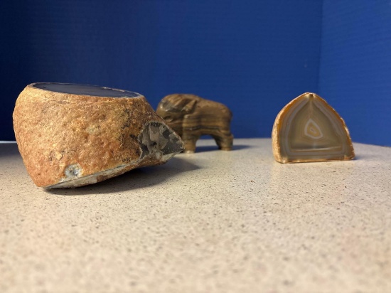 Polished cut stones stone boar