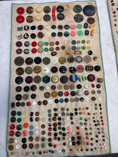 Antique button collection bakelite sewn on cloth