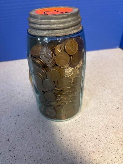 Jar full of wheat pennies approximately 1000+