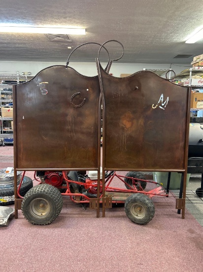 (2) custom-made twin size western metal headboards