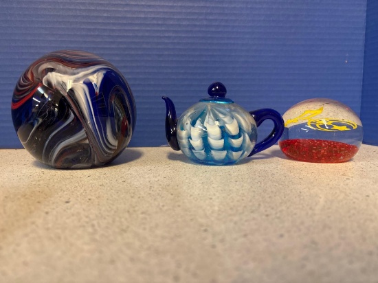 Vintage art, glass paper weights