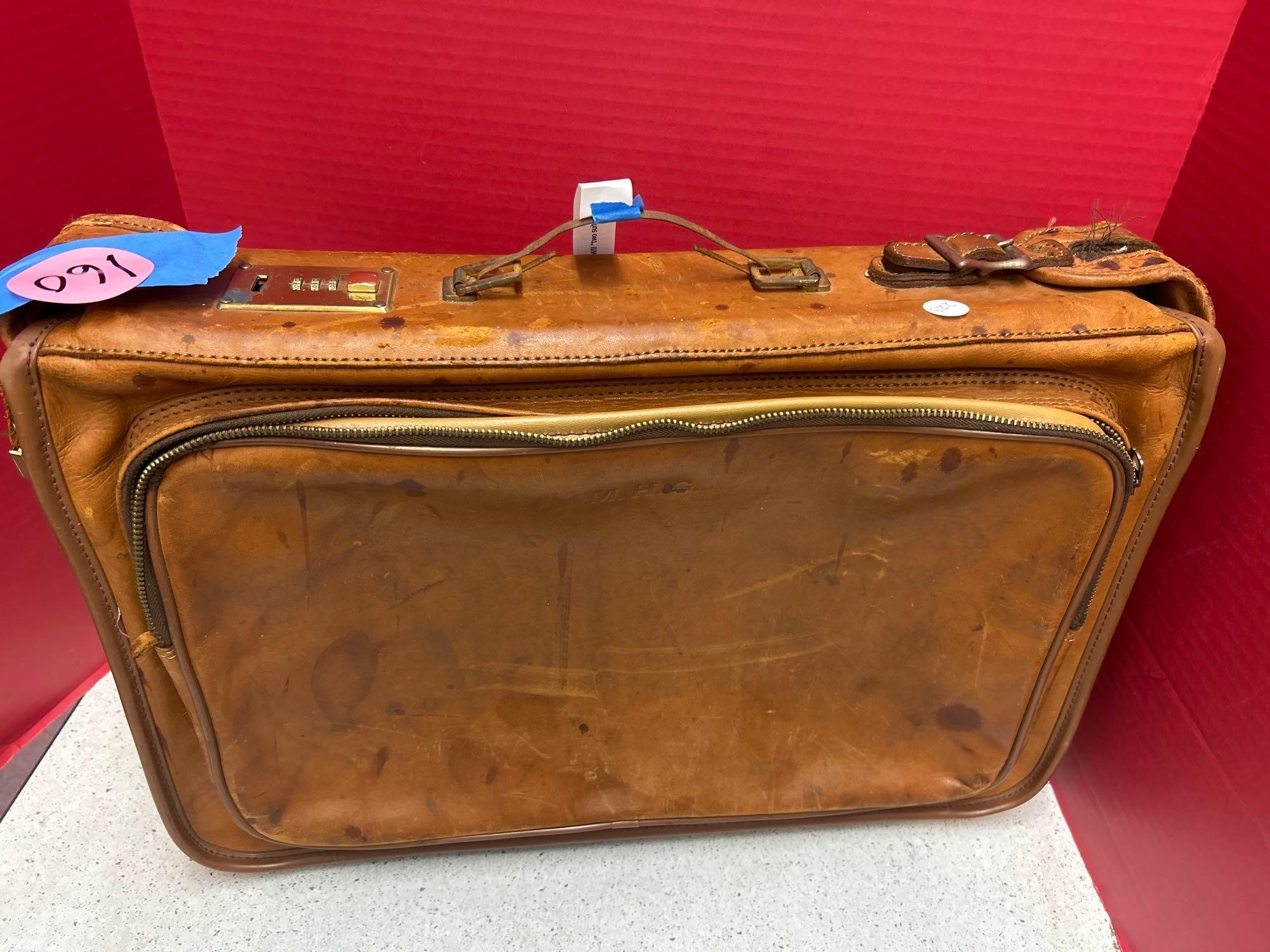 leather WWII, two suitor, officers garment bag | Proxibid