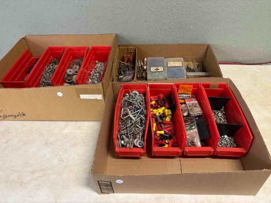 nuts, bolts, drill, bits, etc.