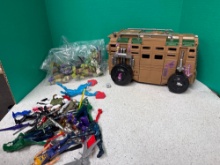 vintage action figures, ninja Turtles/ bus