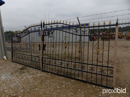 UNUSED 20' WROUGHT IRON DRIVEWAY GATE;