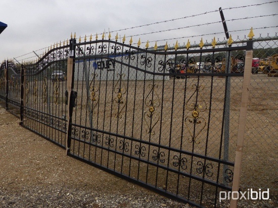 UNUSED 20' WROUGHT IRON DRIVEWAY GATE;
