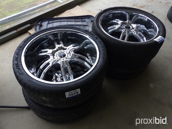 (4) ELITE 24" WHEELS W/TIRES;
