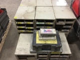(14) METAL BOXES W/TRAYS OF VARIOUS NUTS & BOLTS;