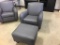 GREY LEATHER CHAIR OTTOMAN & LEATHER RECLINER