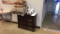 CHEST OF DRAWERS, (4) THROW PILLOWS, CEILING FAN