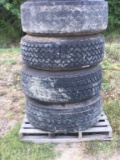 (4) 425/55R22.5 SUPER SINGLE TIRES W/WHEELS