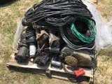 PALLET OF WINCHES, FAIRLEADS, ELECTRIC CABLE