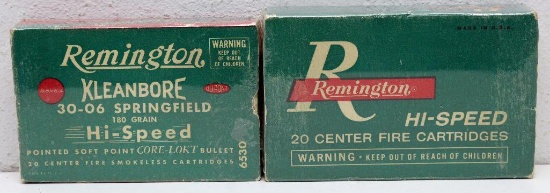 (2) Different Full Vintage Boxes Remington .30-06 Springfield Cartridges - (1) 180 gr. and (1) 150