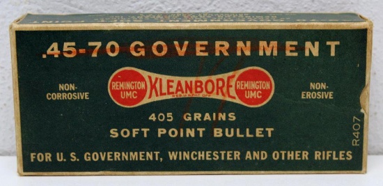 Full Vintage Box Remington .45-70 Government 405 gr. SP Cartridges, Dog Bone Box