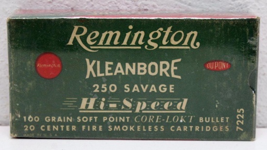 Full Vintage Box Remington .250 Savage 100 gr. SP Cartridges