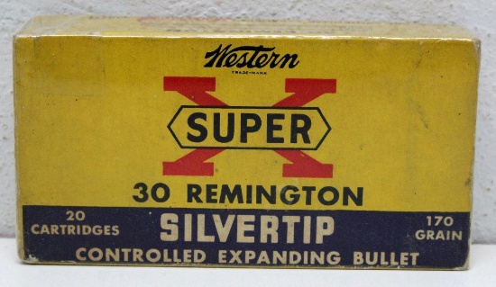Full Vintage Box Western Super-X .30 Remington 170 gr. Cartridges