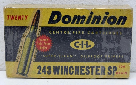 Full Vintage Box C-I-L Dominion .243 Winchester 100 gr. SP Cartridges