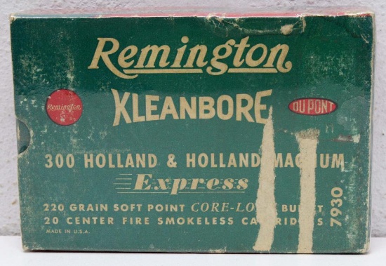 Full Vintage Box Remington .300 H&H Magnum 250 gr. SP Cartridges