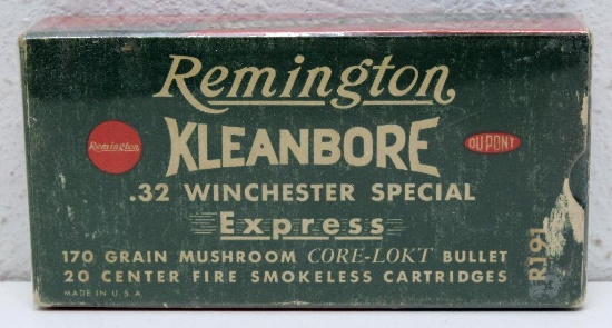 Full Vintage Box Remington .32 Winchester Special 170 gr. Cartridges