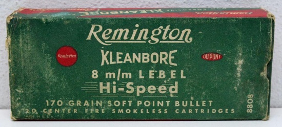 Full Vintage Box Remington 8 mm Lebel 170 gr. SP Cartridges