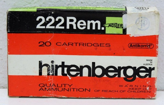 Full Box Hirtenberger .222 Rem. 55 gr. Cartridges - Made in Austria